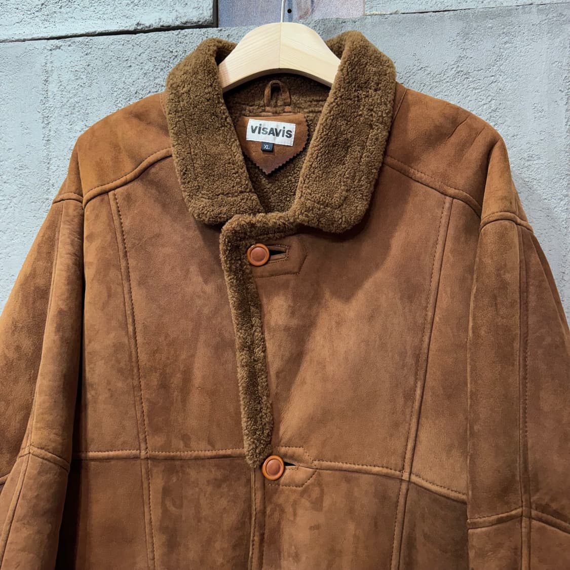 90s VIASVIS 빈티지 양가죽 스웨이드 무스탕 (XL)   상품이미지2