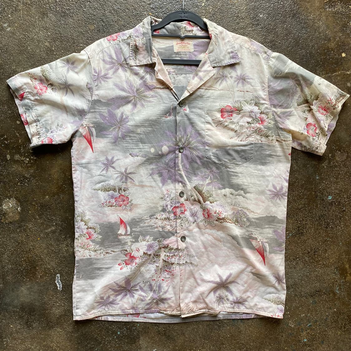 빈티지 하와이안 반팔 셔츠 플라워 패턴 상품이미지1