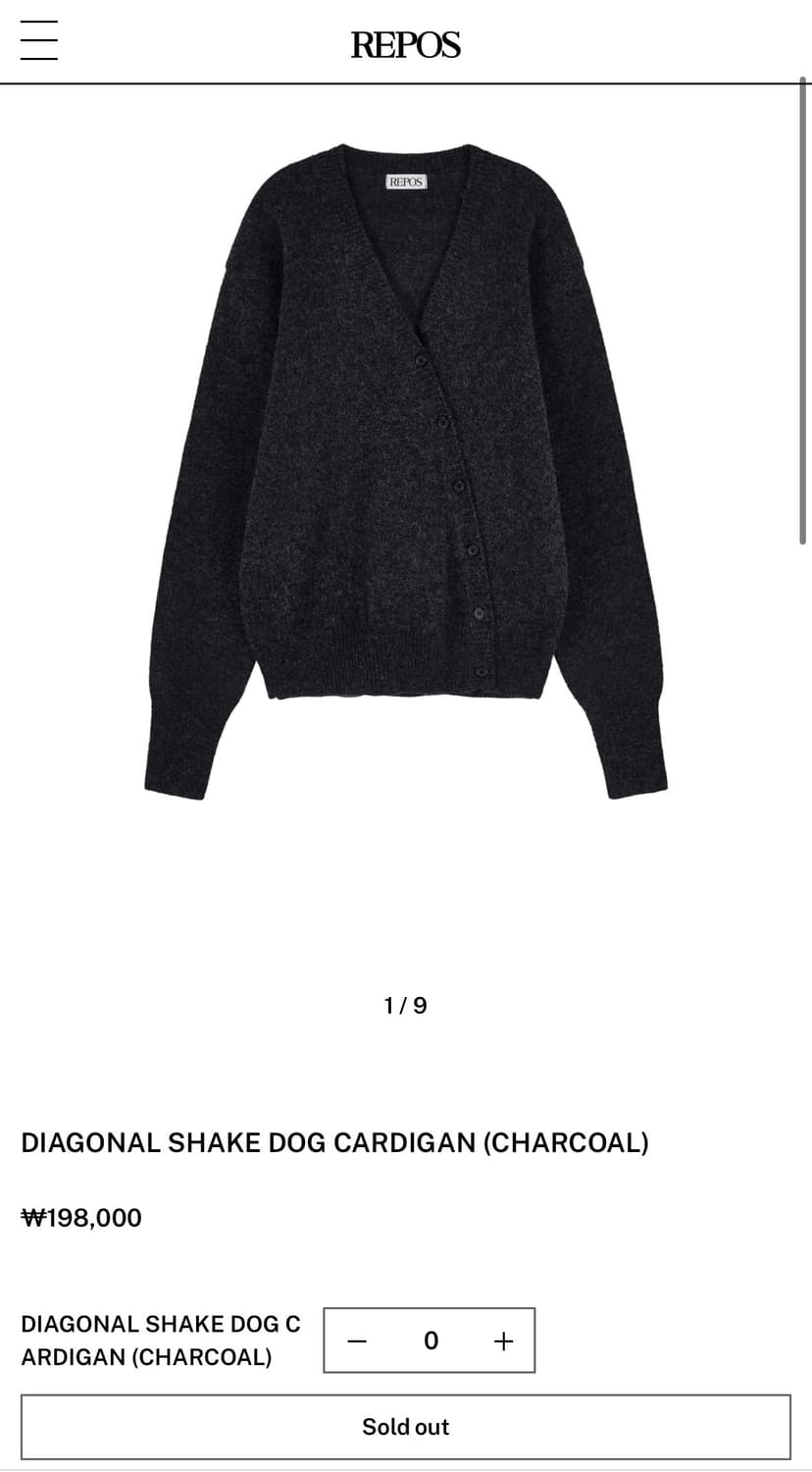 DIAGONAL SHAKE DOG CARDIGAN (CHARCOL) 상품이미지1