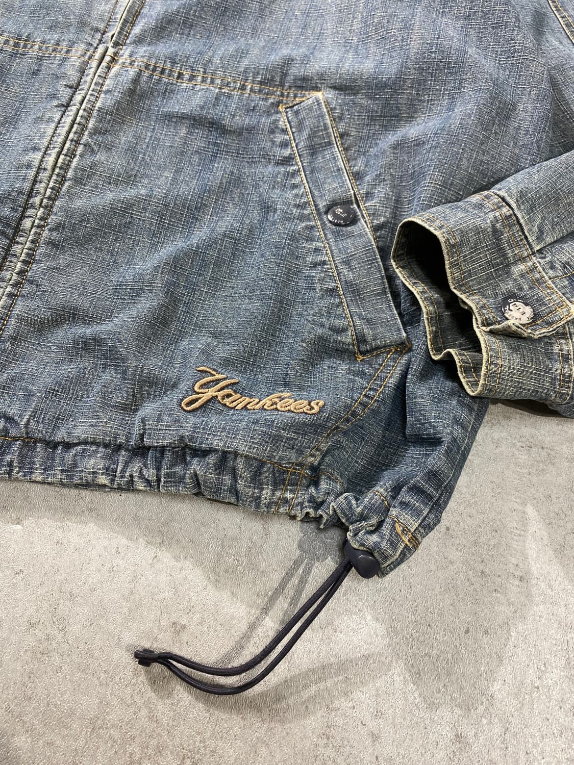 [105] 00s MLB 올드 엠엘비 뉴욕양키스 데님 후드집업 자켓 상품이미지4