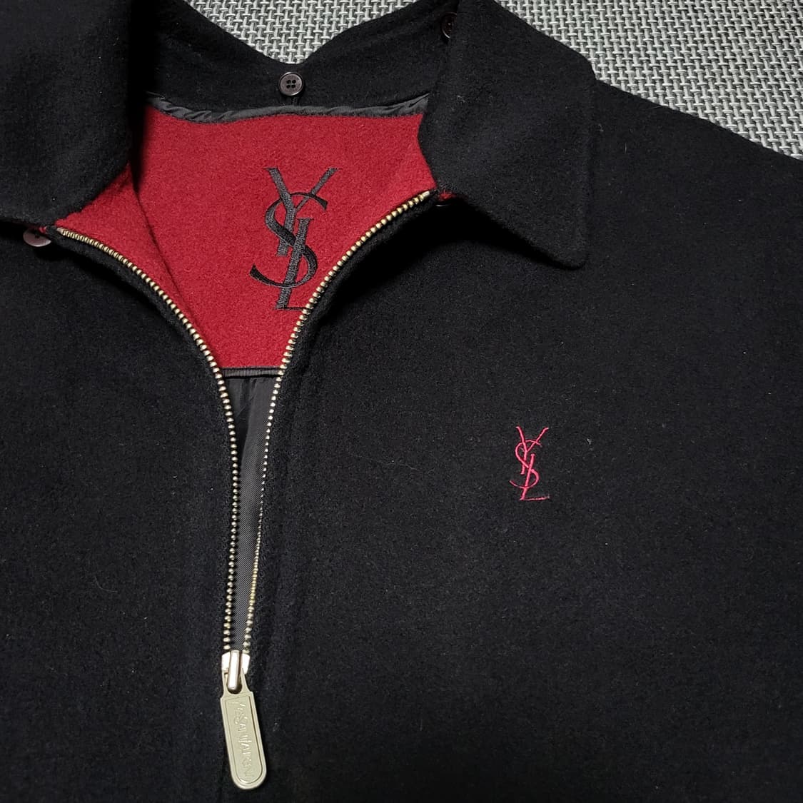 입생로랑 레드안감 내피 탈부착 모직 블루종 자켓 (95-100) 상품이미지4