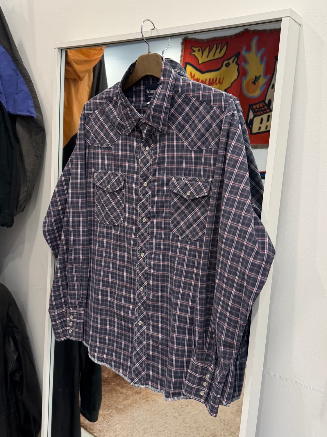 90s Wrangler 랭글러 웨스턴 체크 셔츠 상품이미지1