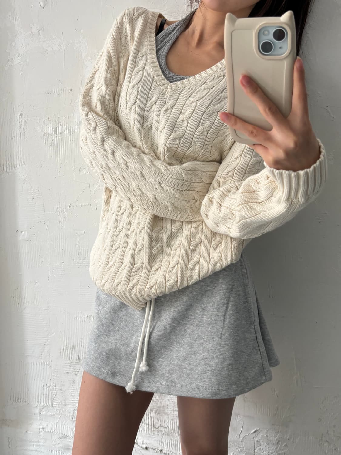 Polo 폴로 랄프로렌 신형 우먼라인 아이보리 컬러 브이넥 케이블 니트 상품이미지2