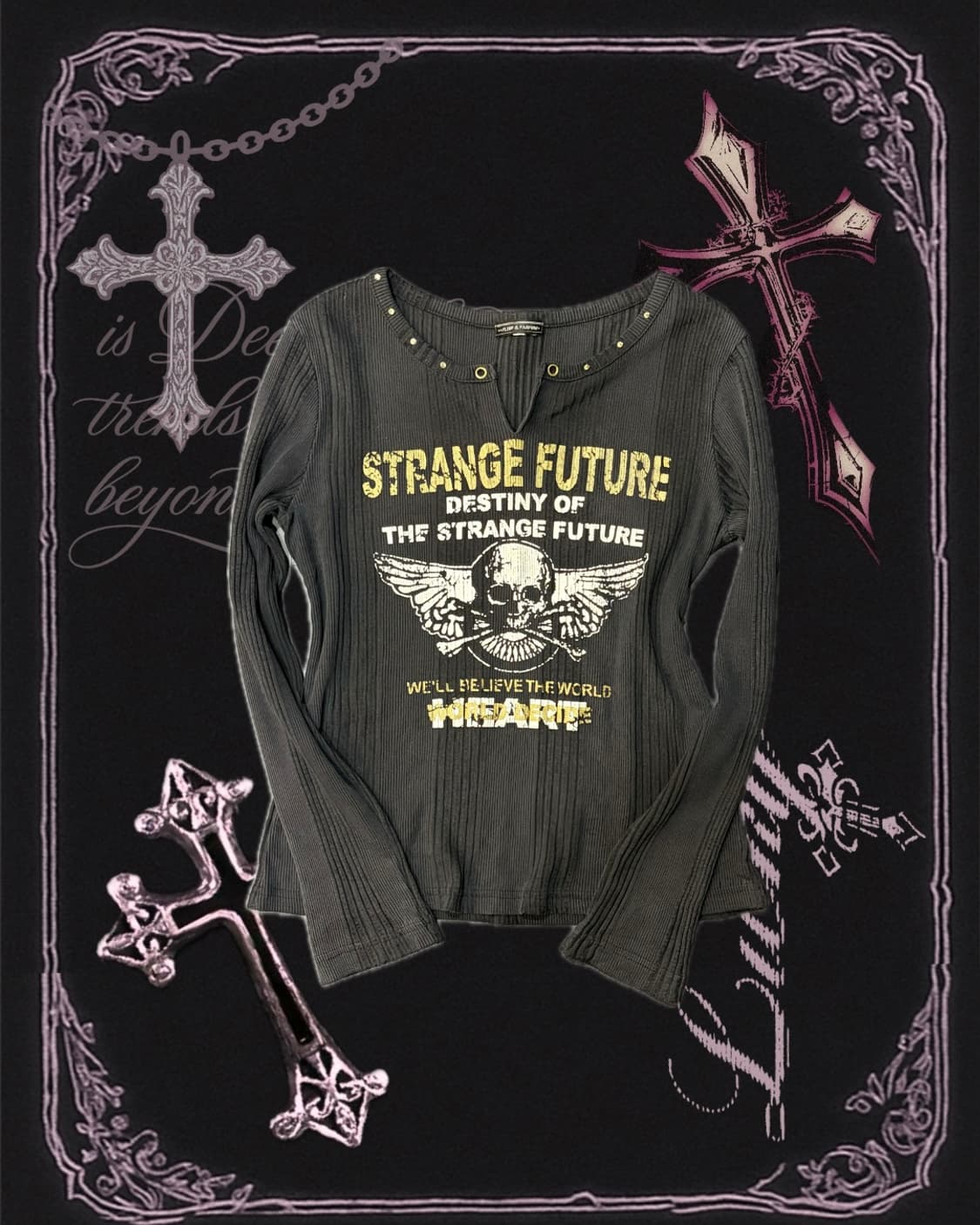 Y2K punk skull cubic long sleeve 상품이미지3