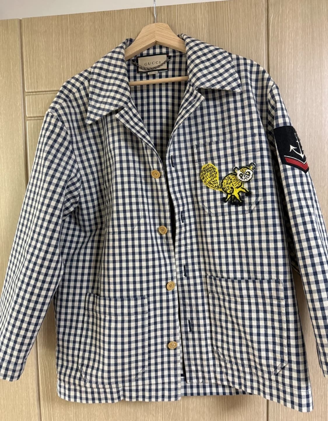 구찌 체크 자켓 깅엄체크 패드 장식 상품이미지1
