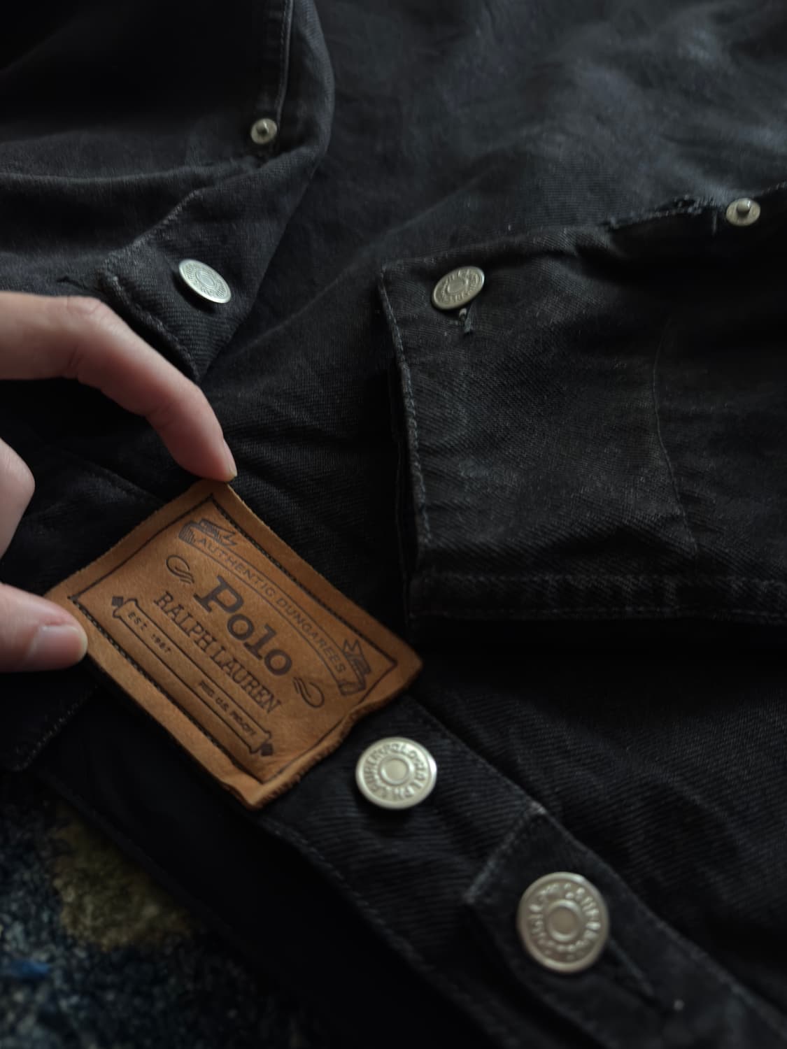 Rare 80s 90s 폴로 랄프로렌 리버시블 올블랙 덩가리 데님 자켓 상품이미지7