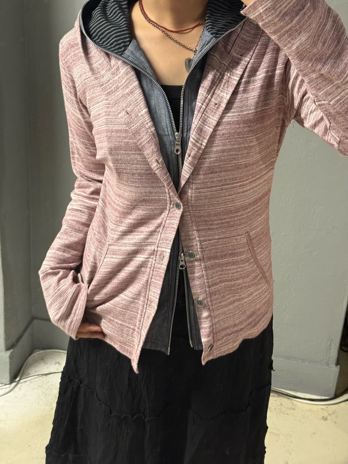 layered detail hood zip-up 상품이미지2