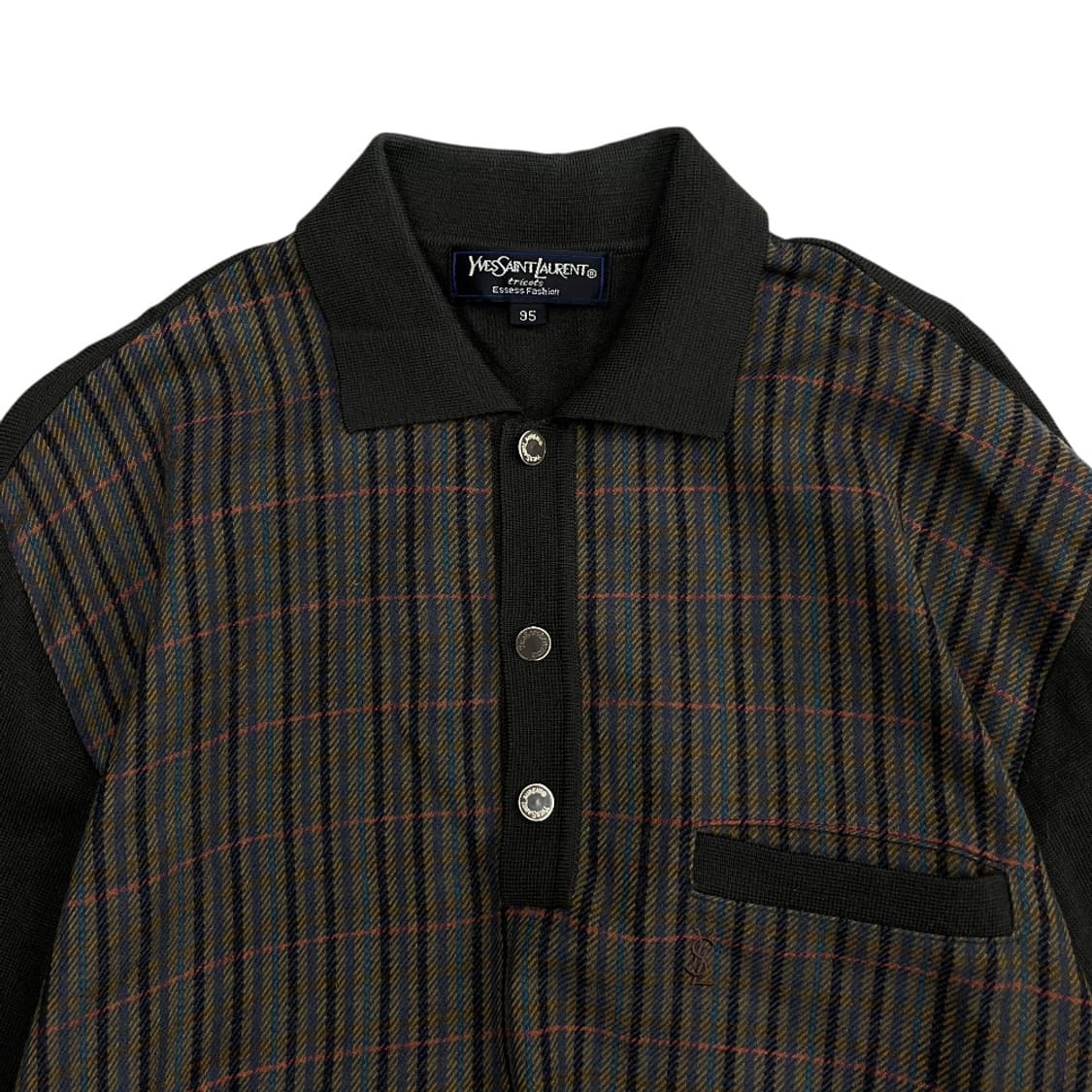 입생로랑 멀티체크 딥브라운 카라 니트 95 상품이미지4