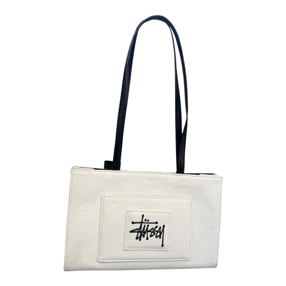 스투시(Stussy) 빈티지 캔버스 토트백 - 화이트/블랙 상품이미지1