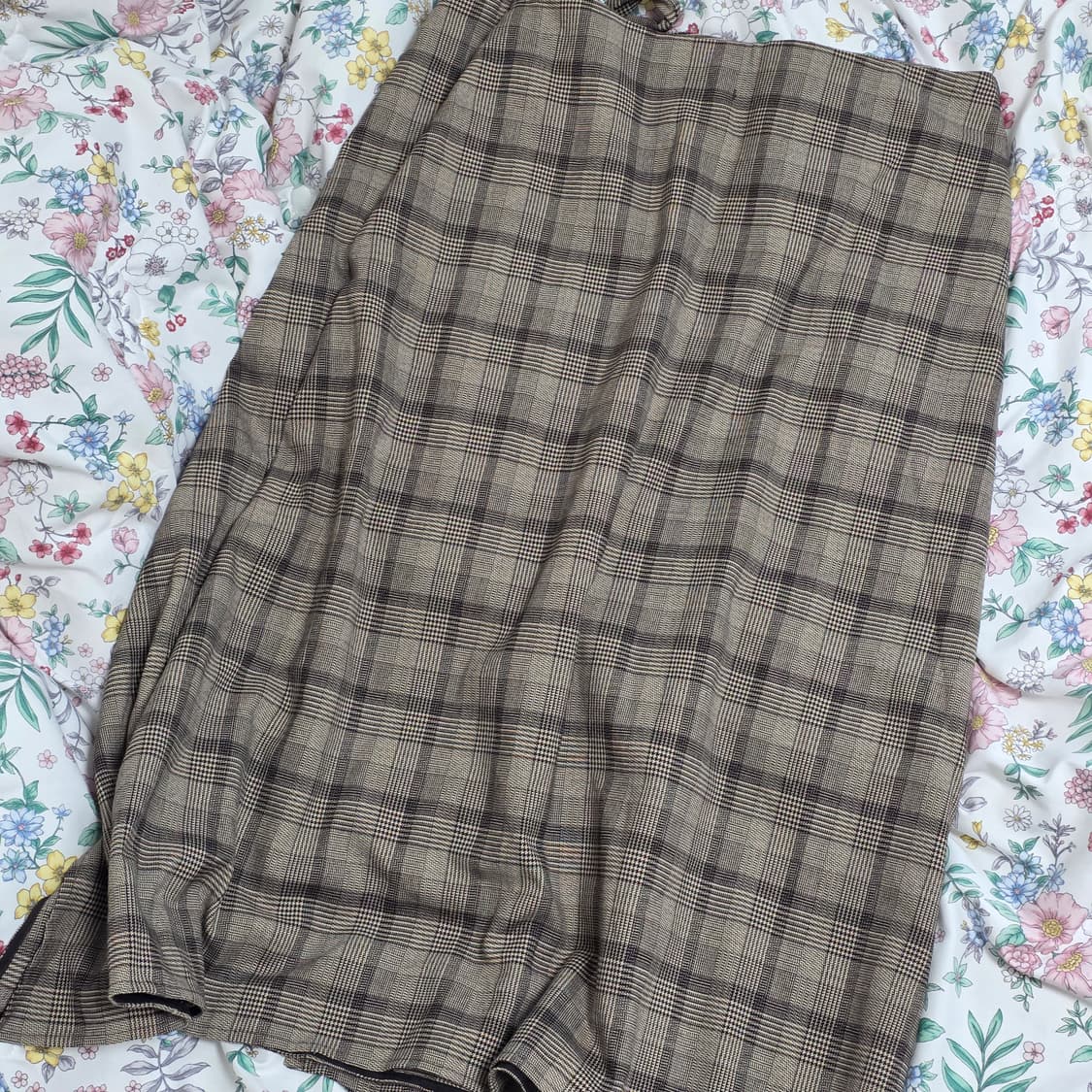 일본빈티지)하구미모리걸 아오이유우st 로맨틱 앤틱 체크 랩 롱스커트 상품이미지3