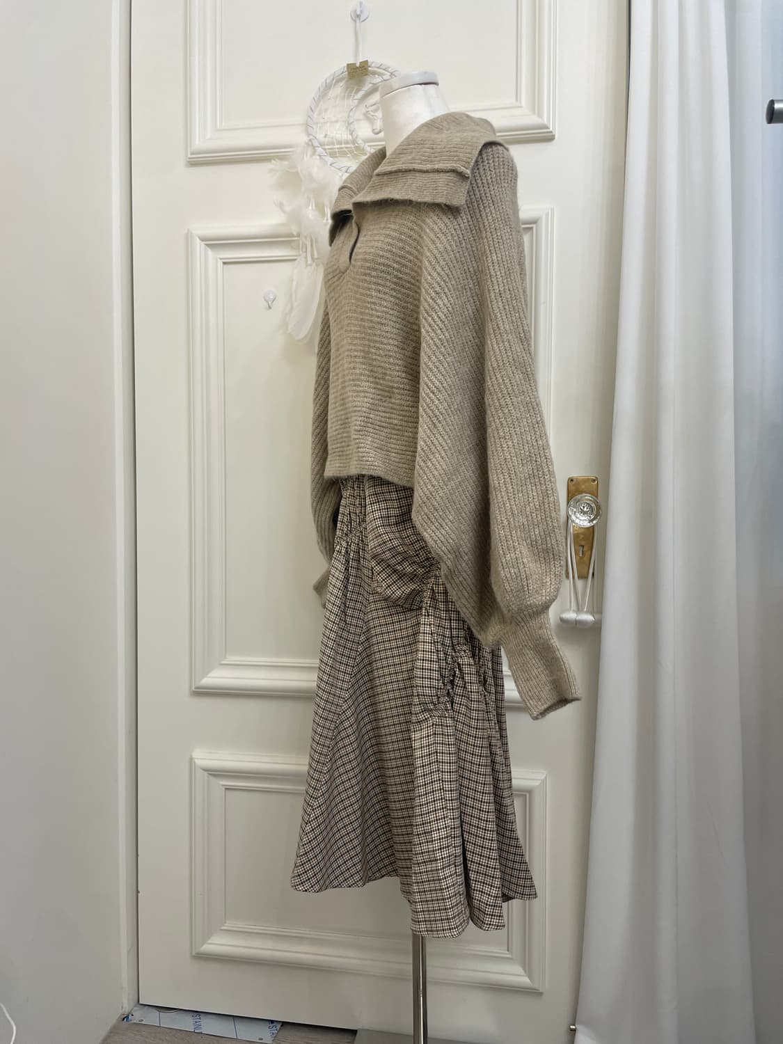 beigebrown melange big collar over sweat 상품이미지3