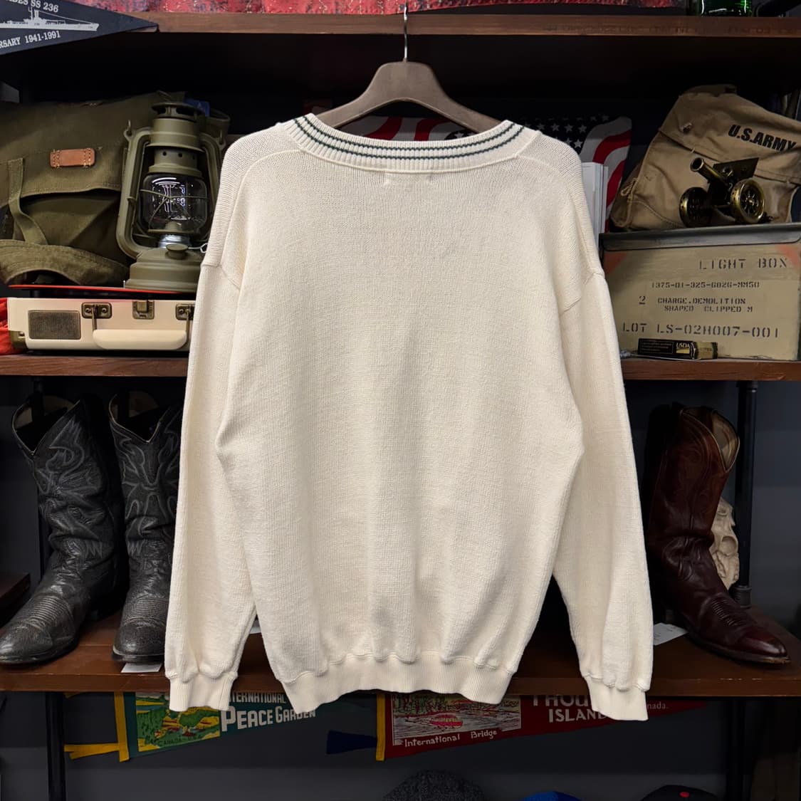 90s 맥그리거 월계수 와펜 패치 프레피 빈티지 크리켓 가디건 니트 상품이미지2