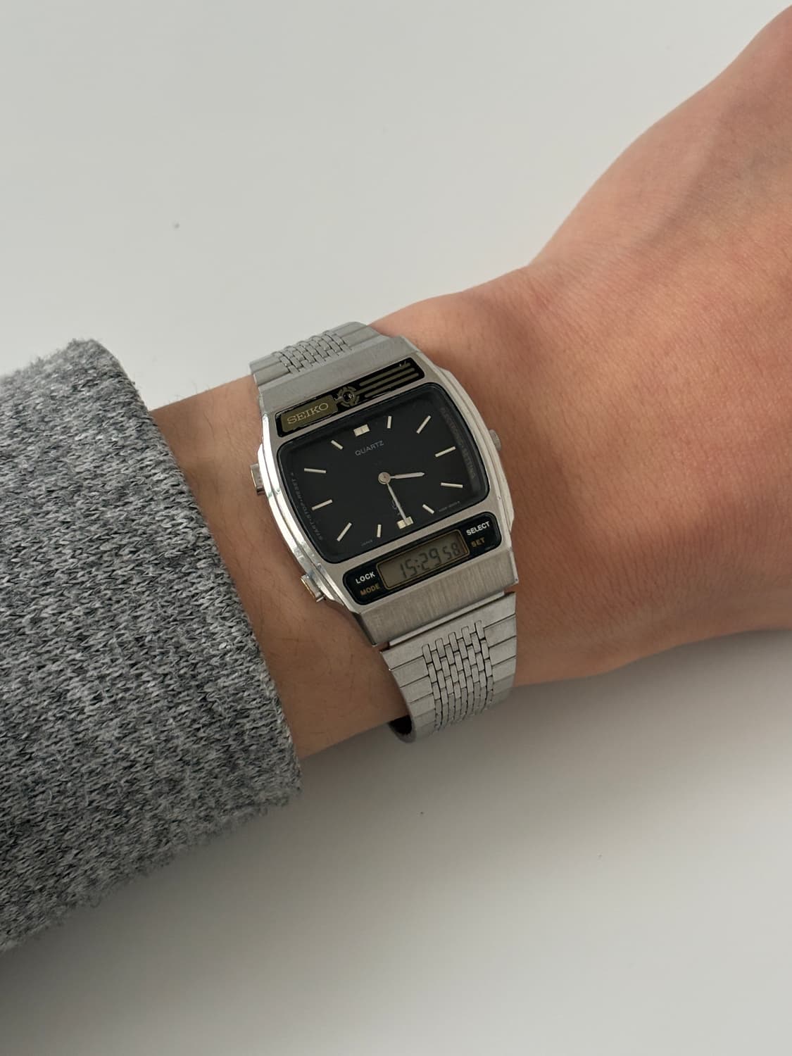 1980s Black Dial Square Ana Digi Quartz 상품이미지8