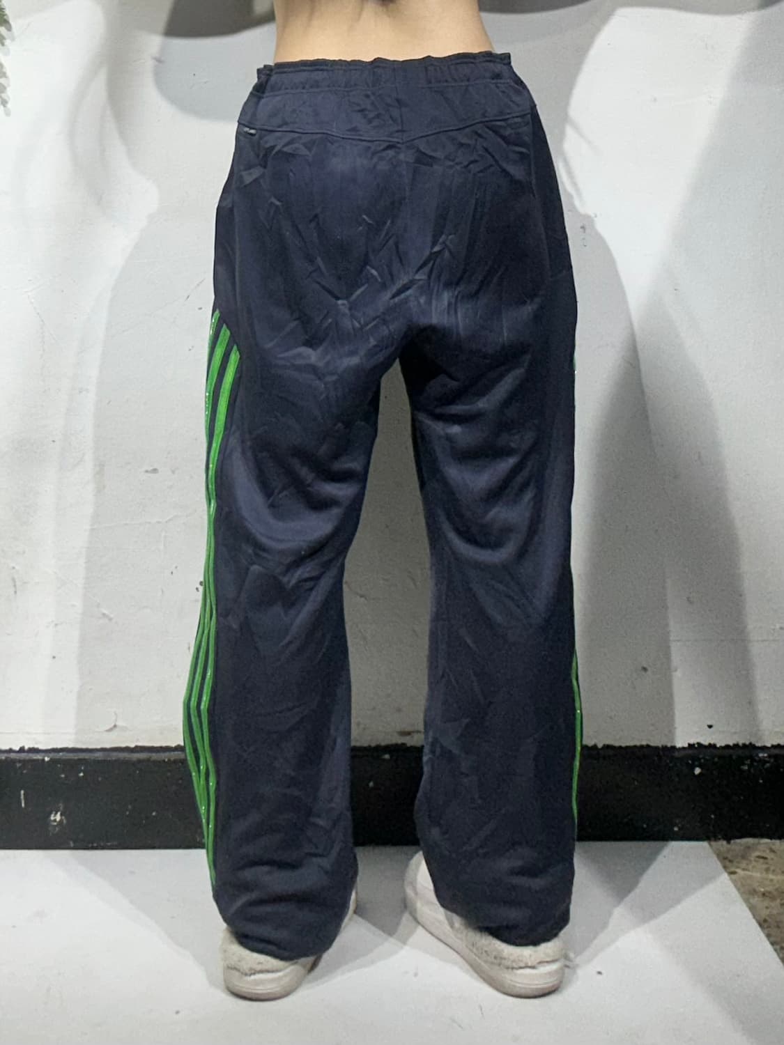 아디다스 네이비 그린 삼선 와이드 팬츠 M 상품이미지3