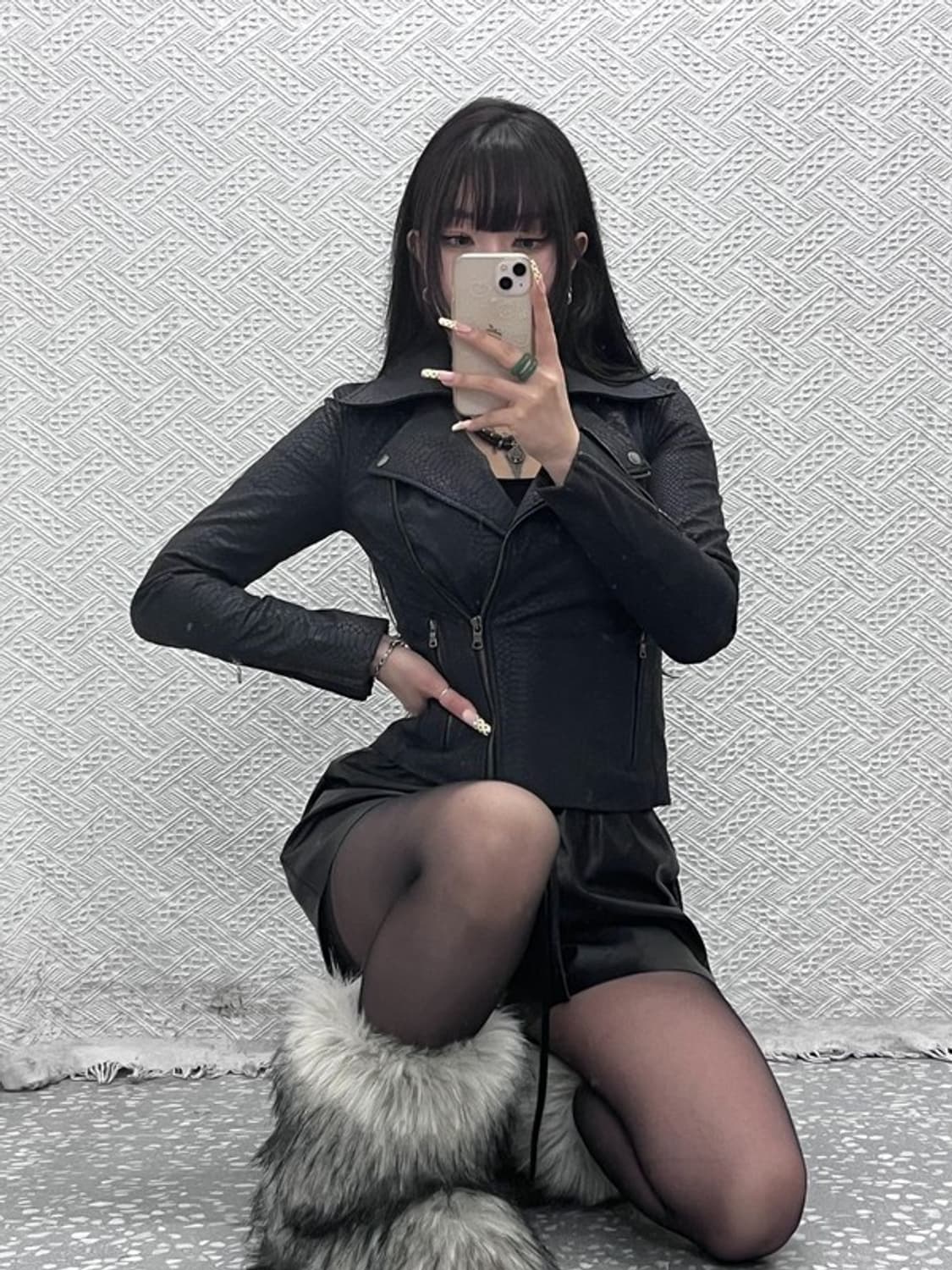 아르마니 익스체인지 스트릿 펑크 슬림 뱀피 라이더 자켓 XS C10059 상품이미지2