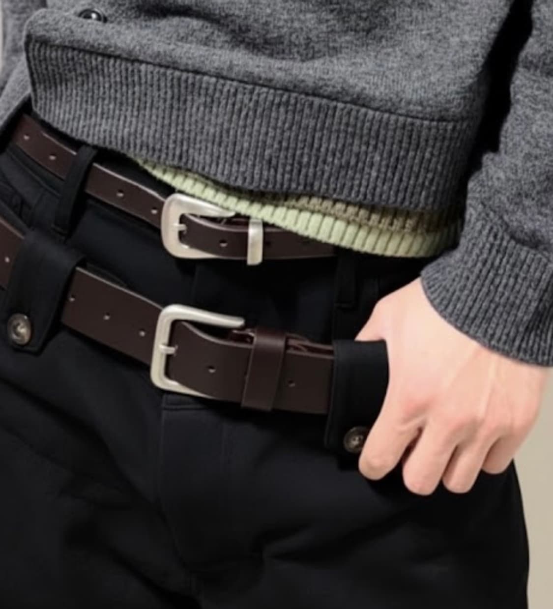 앤더슨벨 더블 웨이스트밴드 와이드 레그 트라우저 상품이미지1