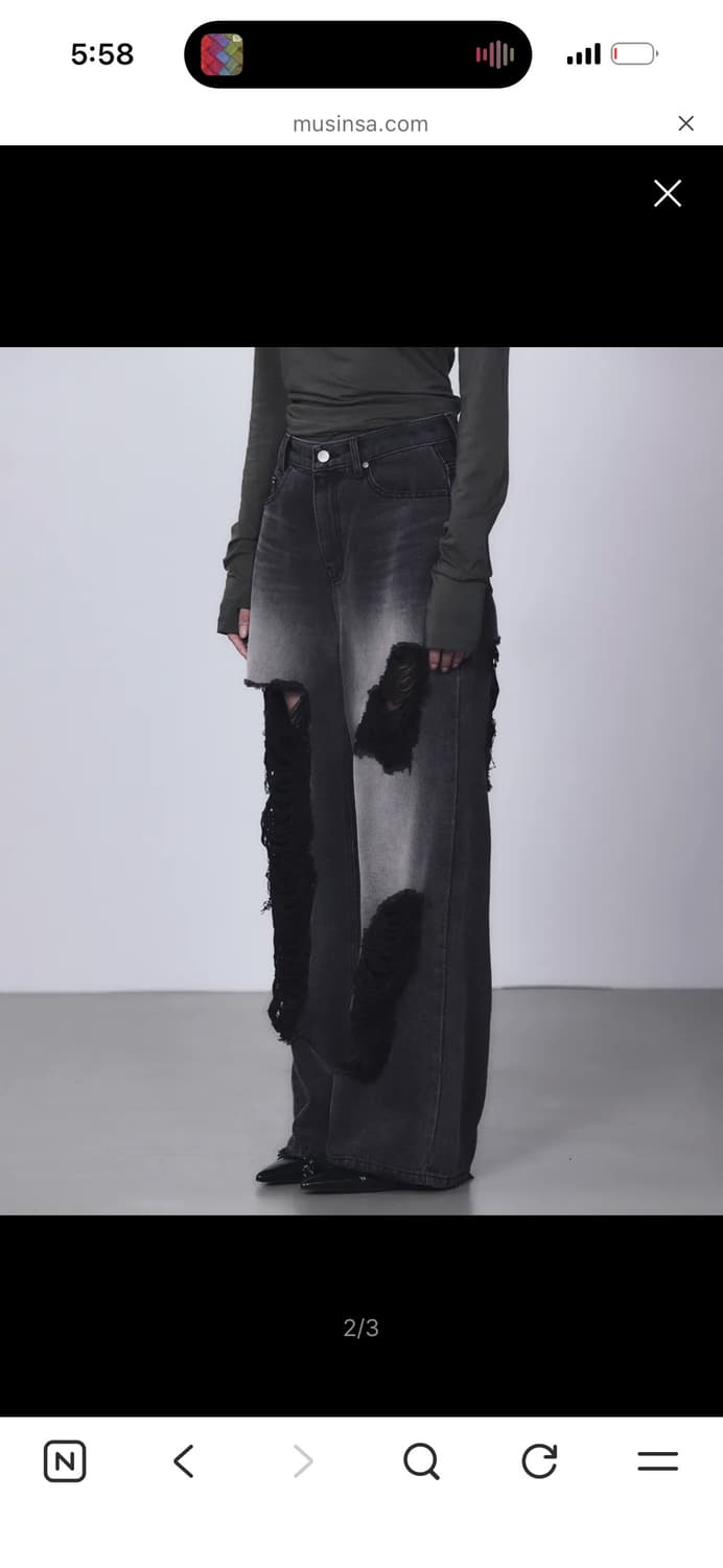 트리밍버드 Scratch Damage Denim Pants Black 상품이미지3