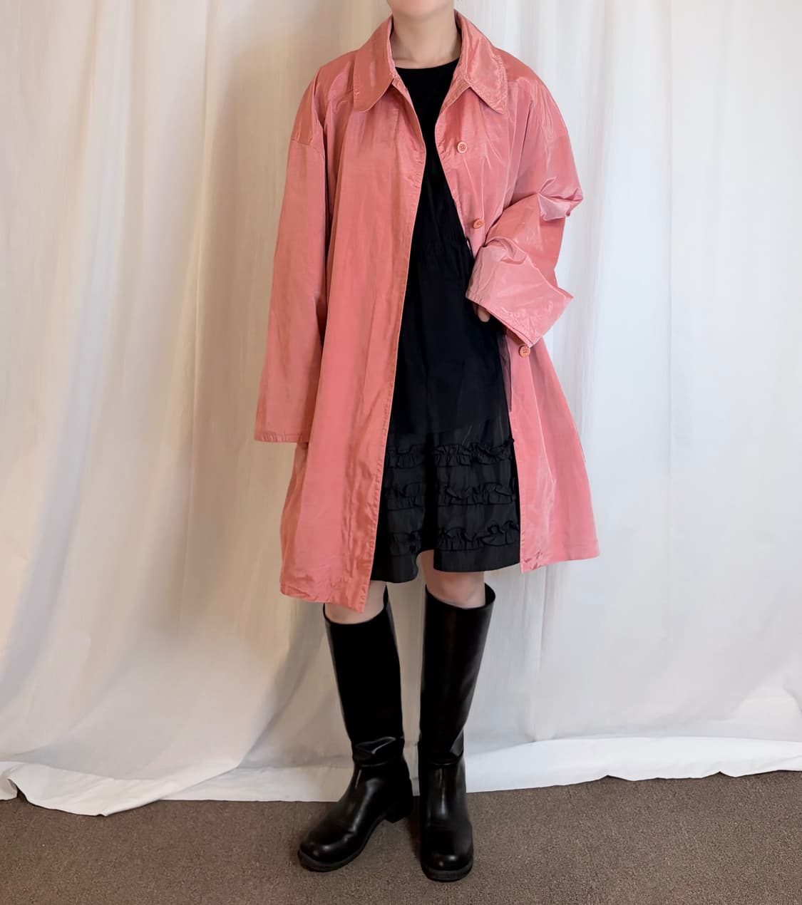 Nylon Raglan Midi Coat - Pink 상품이미지2
