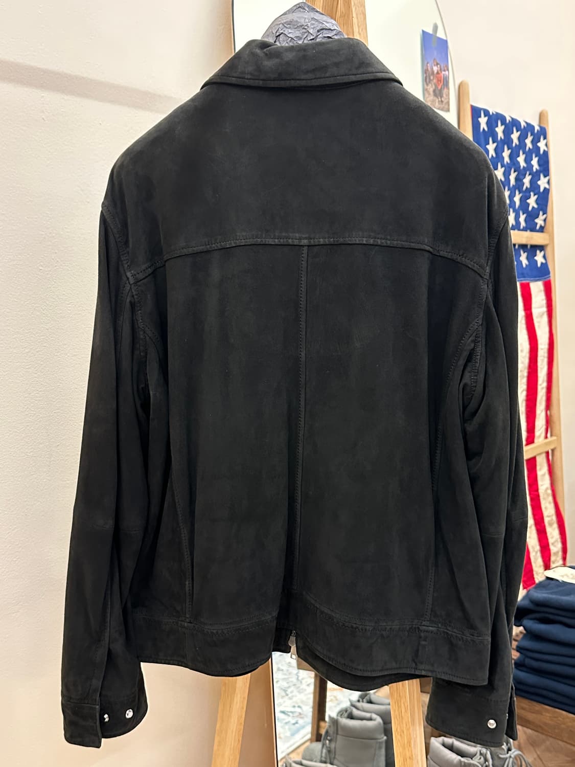 [새제품] 마시모두띠 고트스킨 스웨이드 가죽자켓 블루종 블랙 L 상품이미지2