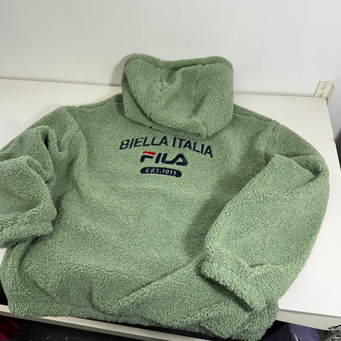 M 100 FILA 휠라 오버핏 라이트카키 후디 후리스자켓 상품이미지2