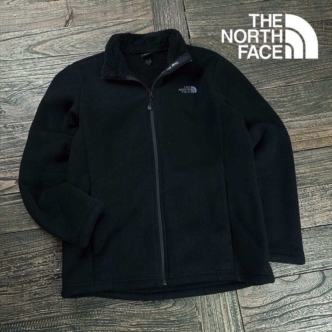 [노스페이스] 로고 자수 플리스 후리스 집업 자켓 블랙 M19666 상품이미지1
