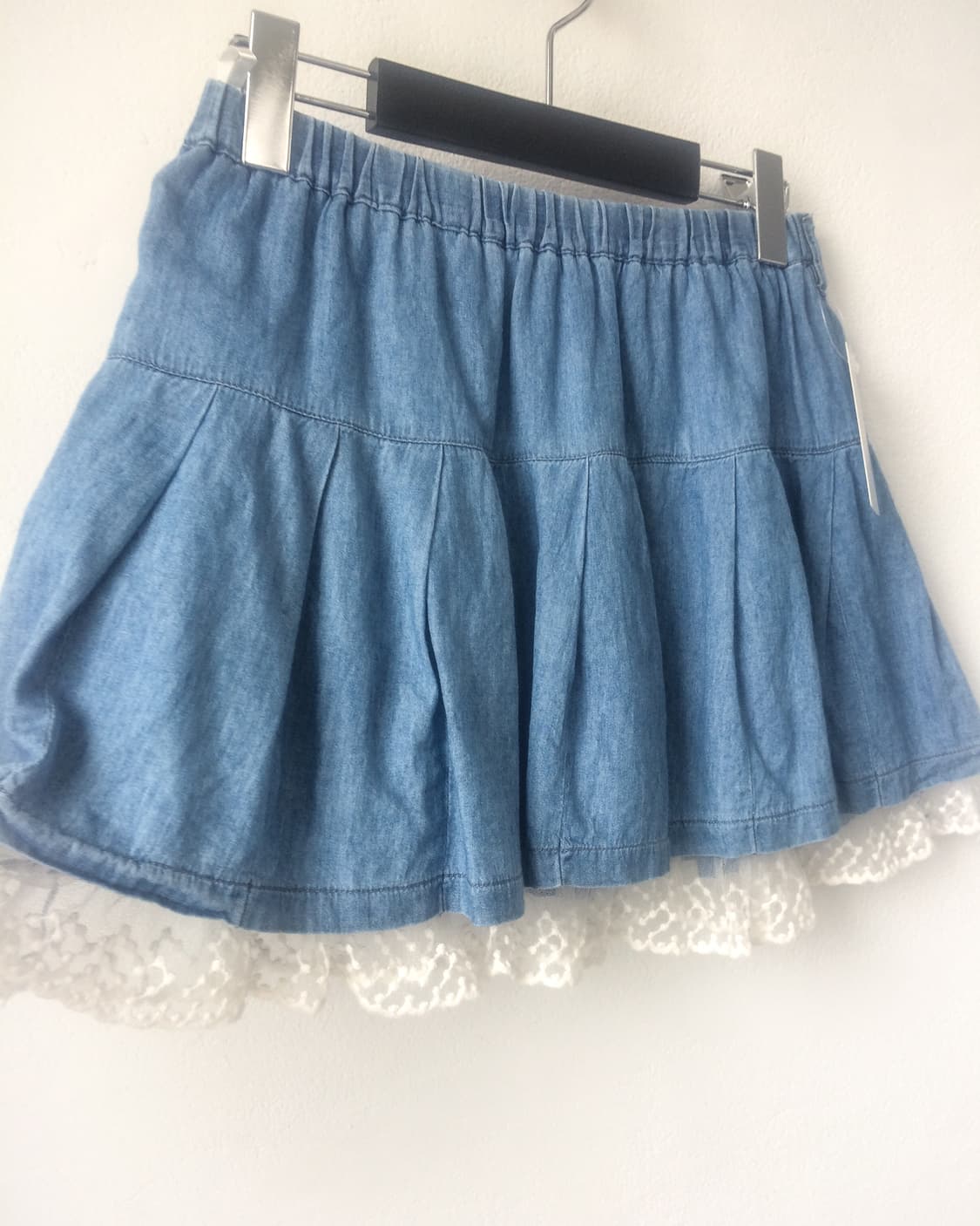 Lace trimming pleats mini skirt 상품이미지3