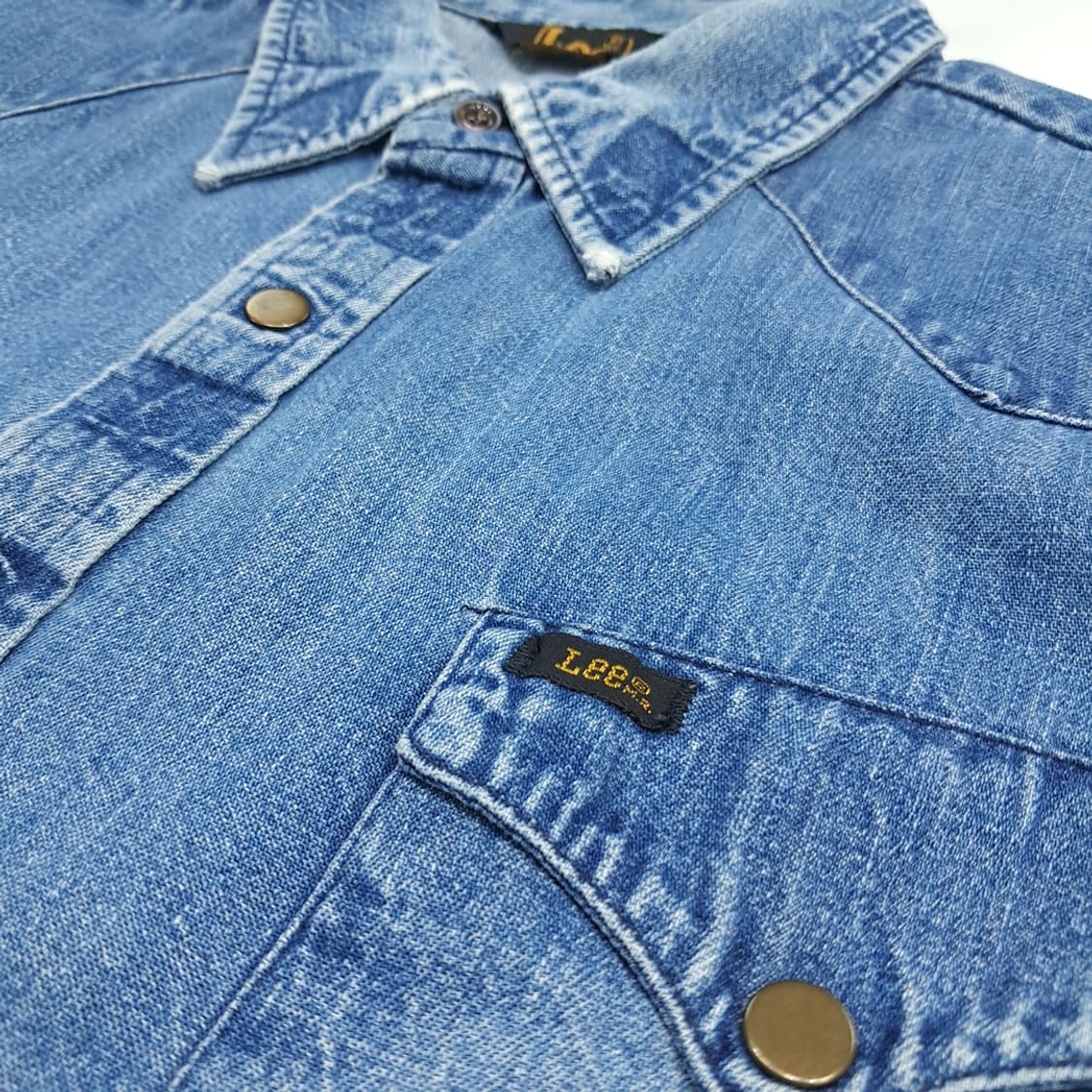 Co829 XL LEE 리 90s 연청 웨스턴 데님 긴팔 셔츠 상품이미지5