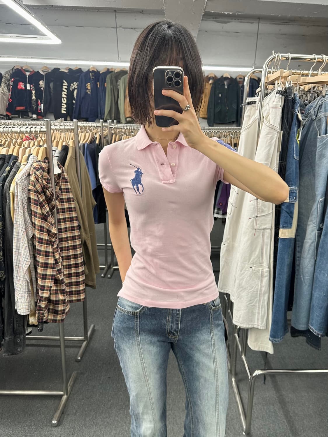 M)폴로 랄프로렌 여성 핑크 반팔 메쉬 상품이미지1