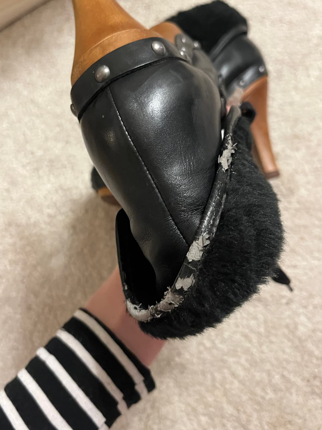 빈티지 게스 퍼 스트랩 레더 스터드 부츠 힐 상품이미지6