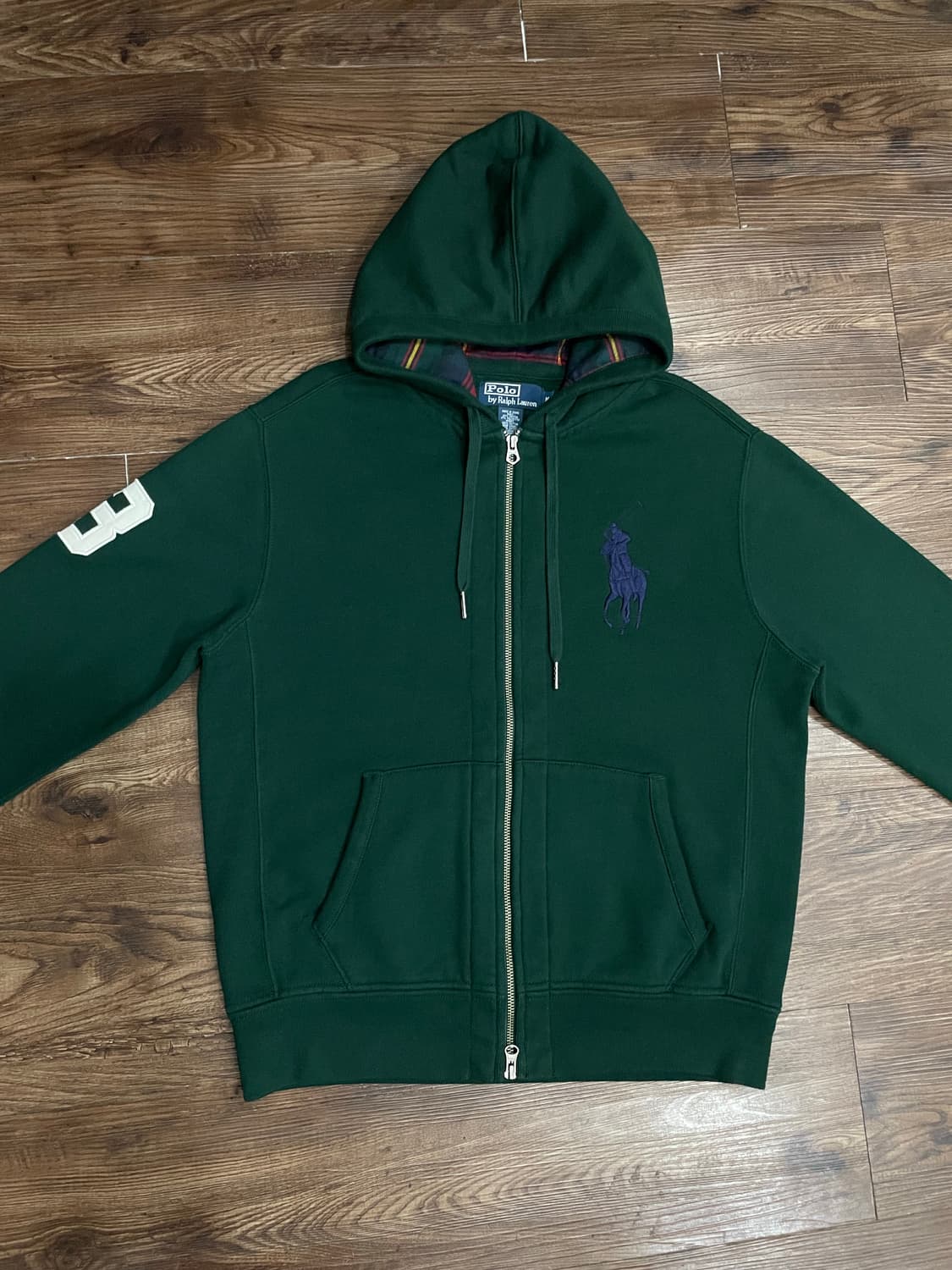 폴로 랄프로렌 그린 체크 빅포니 후드집업 상품이미지1