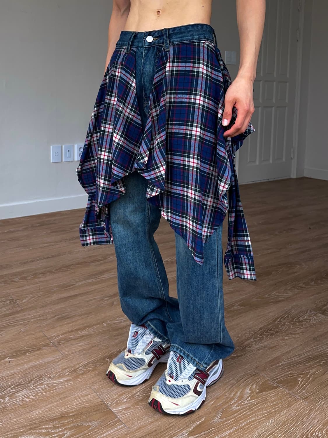 RHNDE 셔츠 레이어드 데님 팬츠 상품이미지1