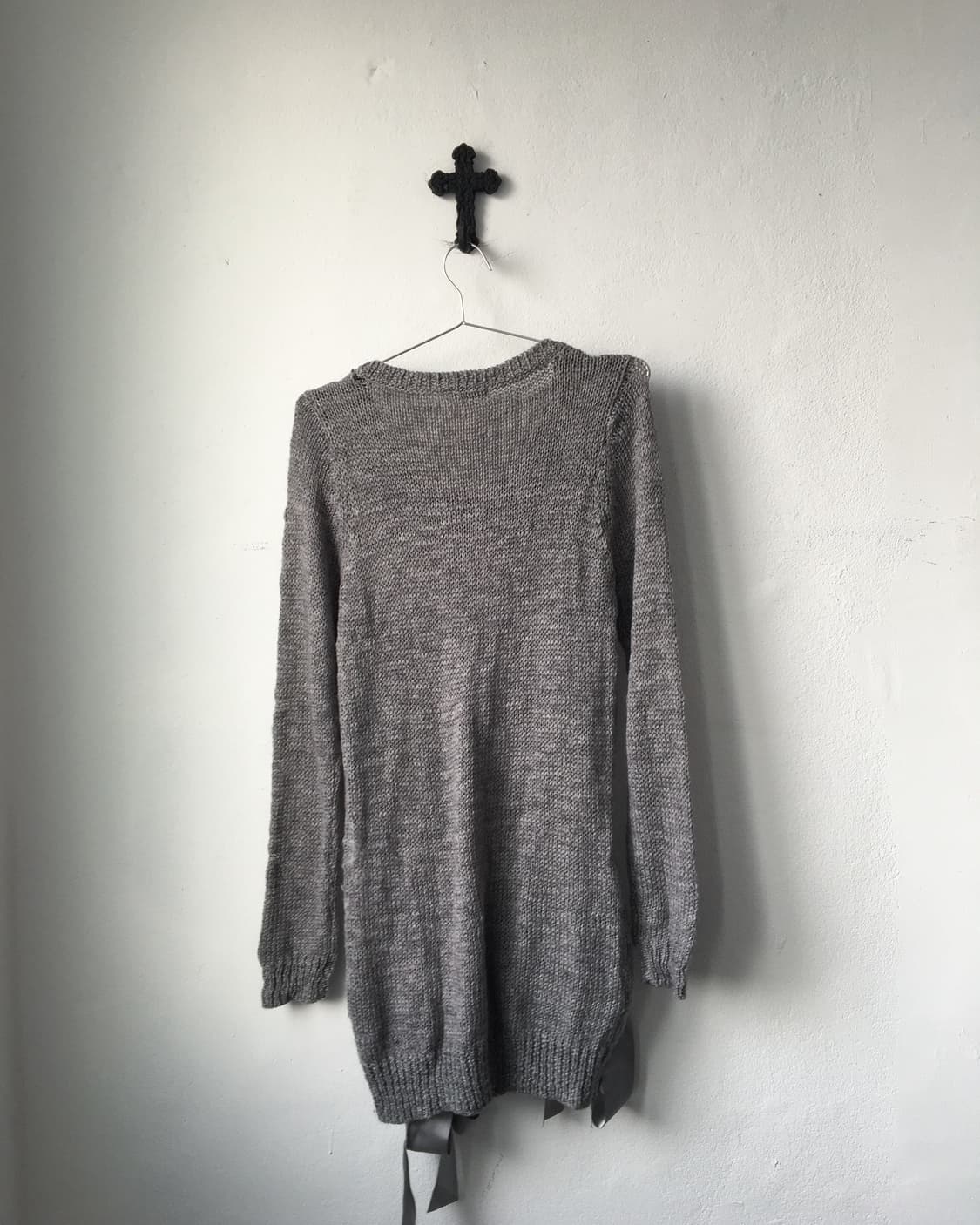 Lace up ribbon point knit onepiece 상품이미지3