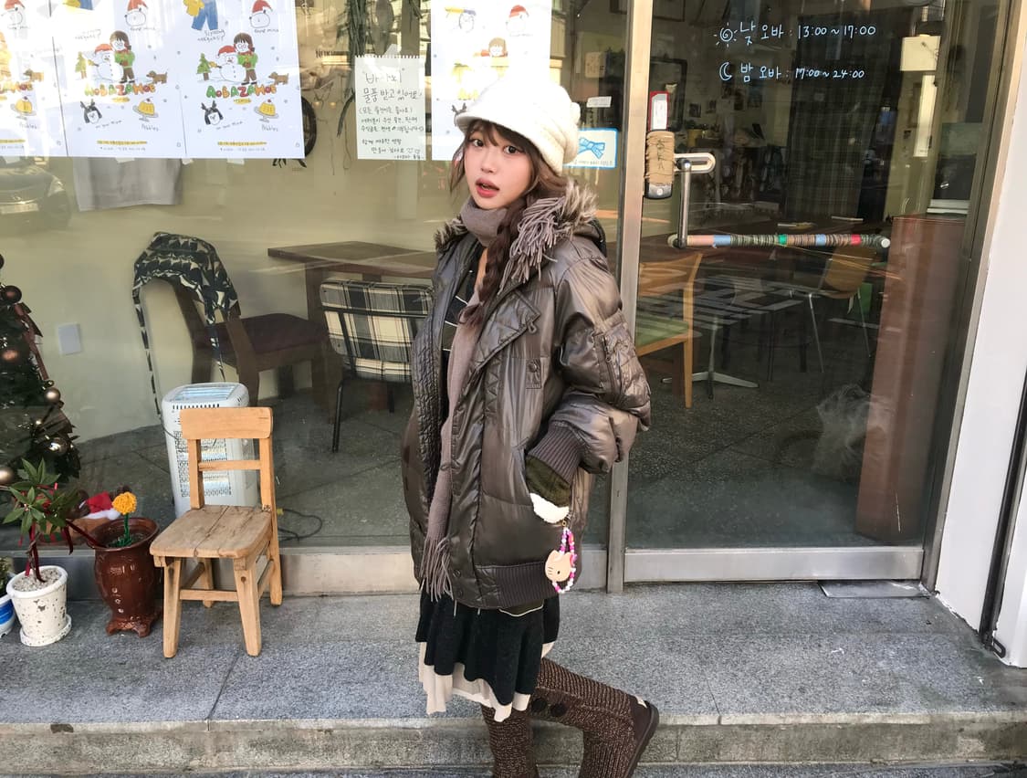 버버리 카키 원피스 버튼 패딩 코디세트 상품이미지2