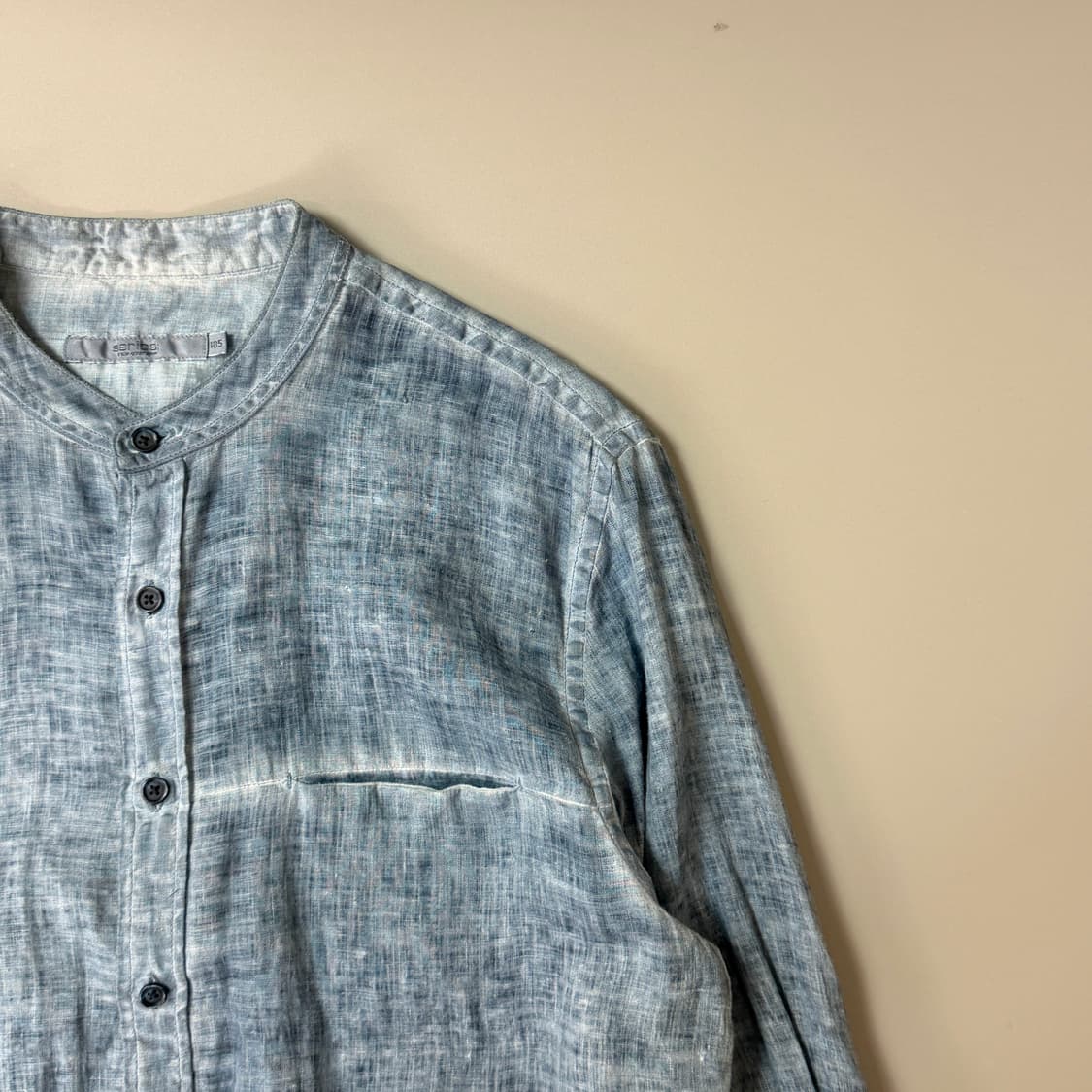 (105) 시리즈 애쉬블루 나염 린넨 7부 셔츠 상품이미지3