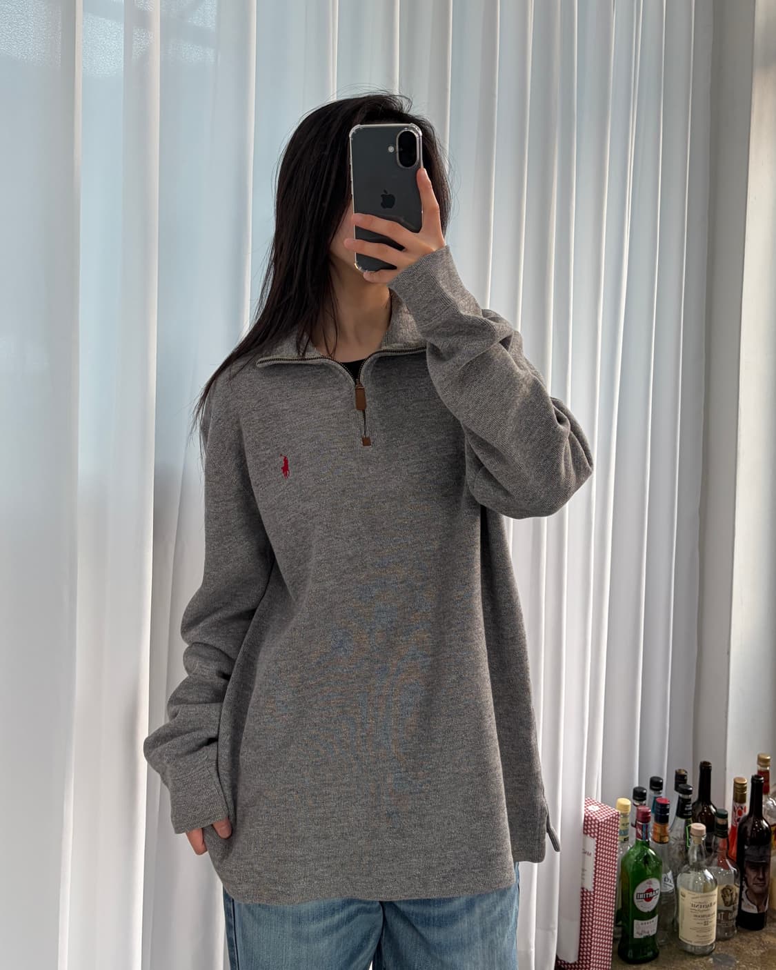 [M]폴로 랄프로렌 그레이 하프집업 코튼 니트 상품이미지3