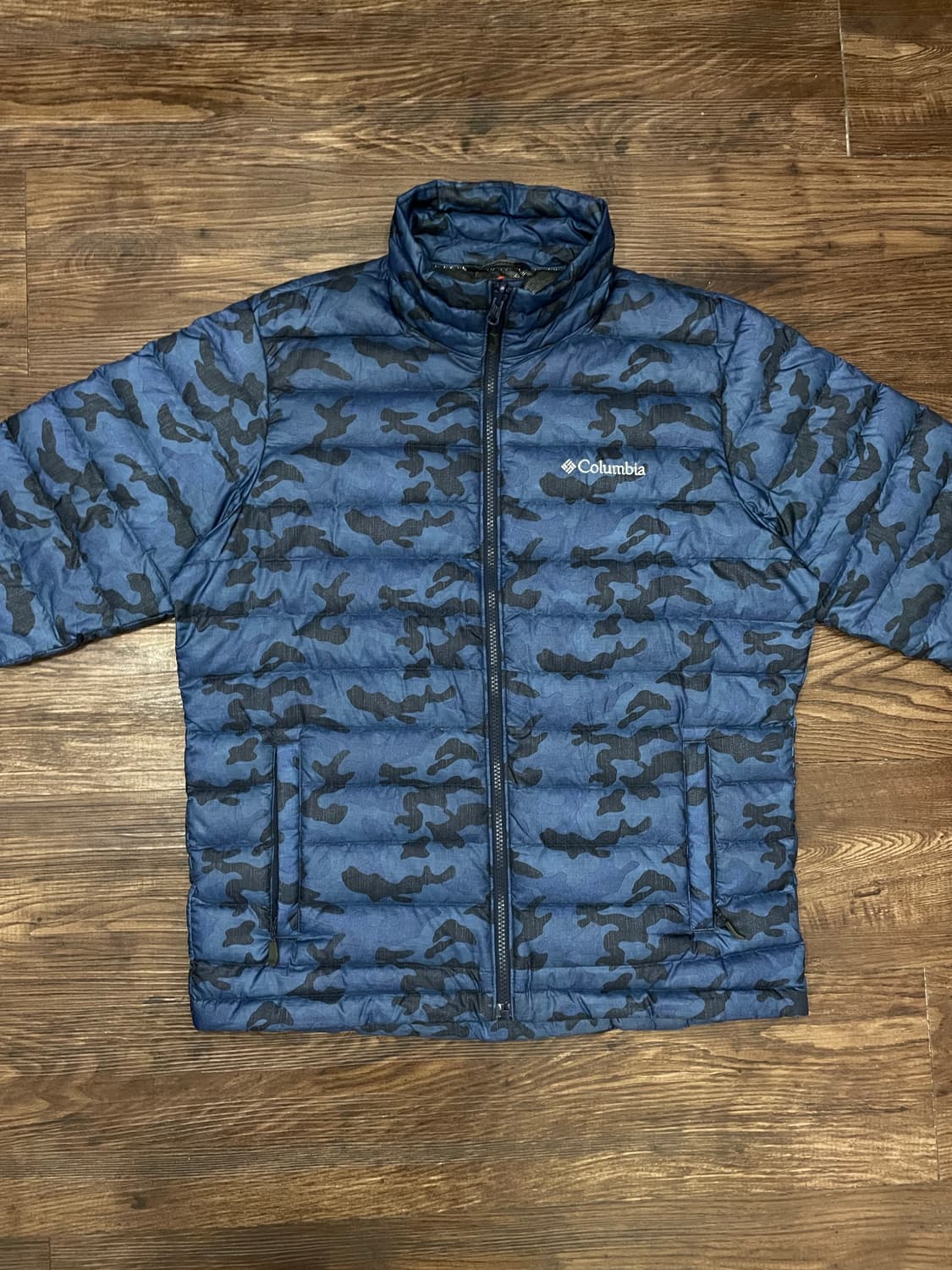 컬럼비아 카모 다운 패딩 자켓 블루 상품이미지3