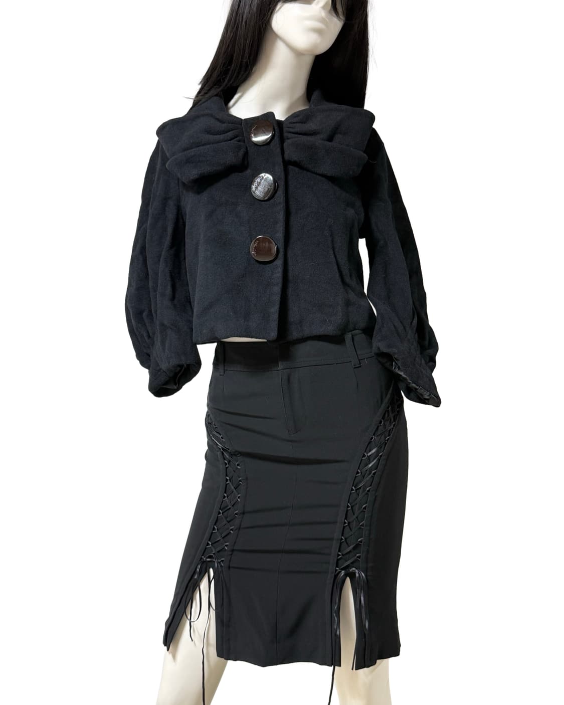 빈티지 리본 크롭 코트 상품이미지1