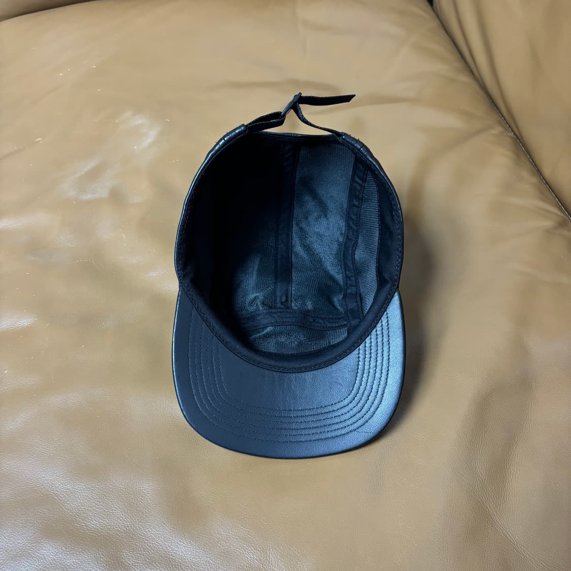 슈프림 캠프캡 모자 박스로고 레더 블랙 상품이미지6