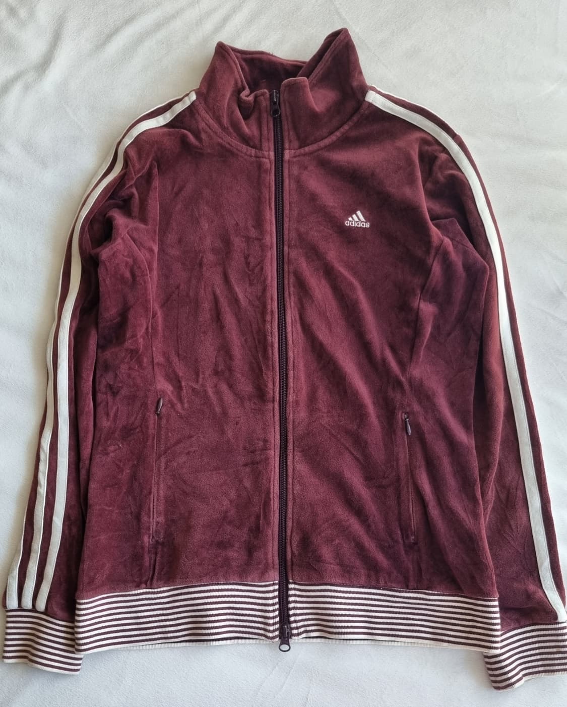 빈티지 아디다스 와인 벨벳 집업 상품이미지1