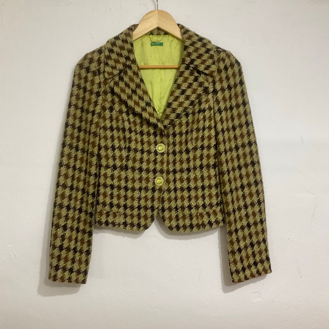 베네통 모스그린 아가일 체크 자켓 상품이미지1