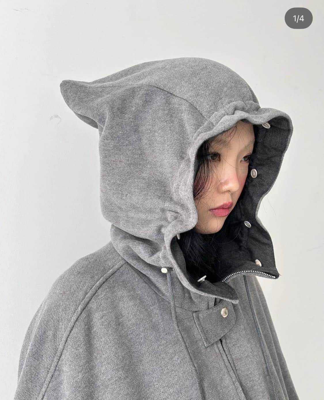 샵페어리 shopfaerie earhood fur cape 케이프 차콜 상품이미지4