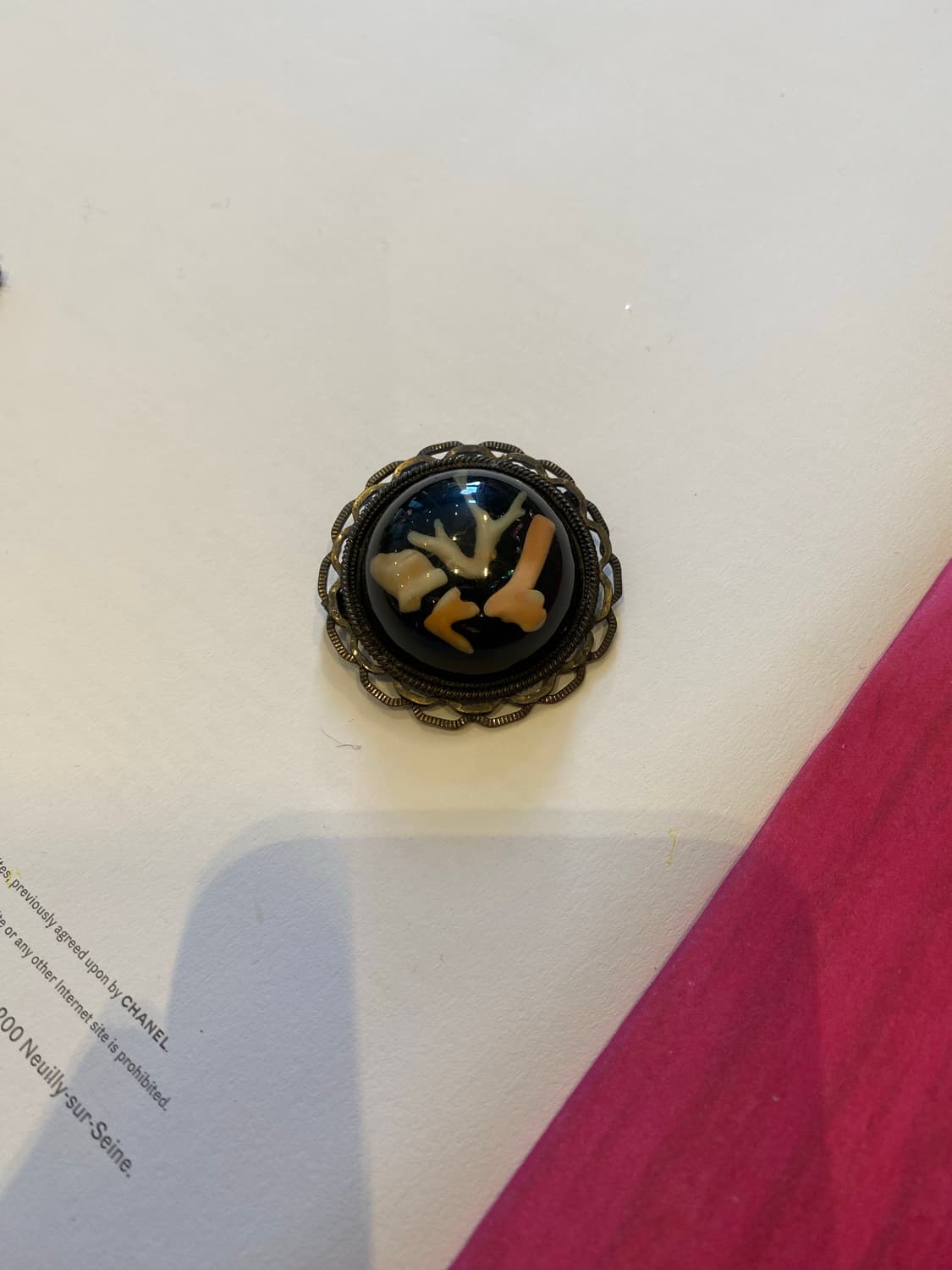 산호 장식 빈티지 돔 브로치 겸 팬던트 상품이미지7