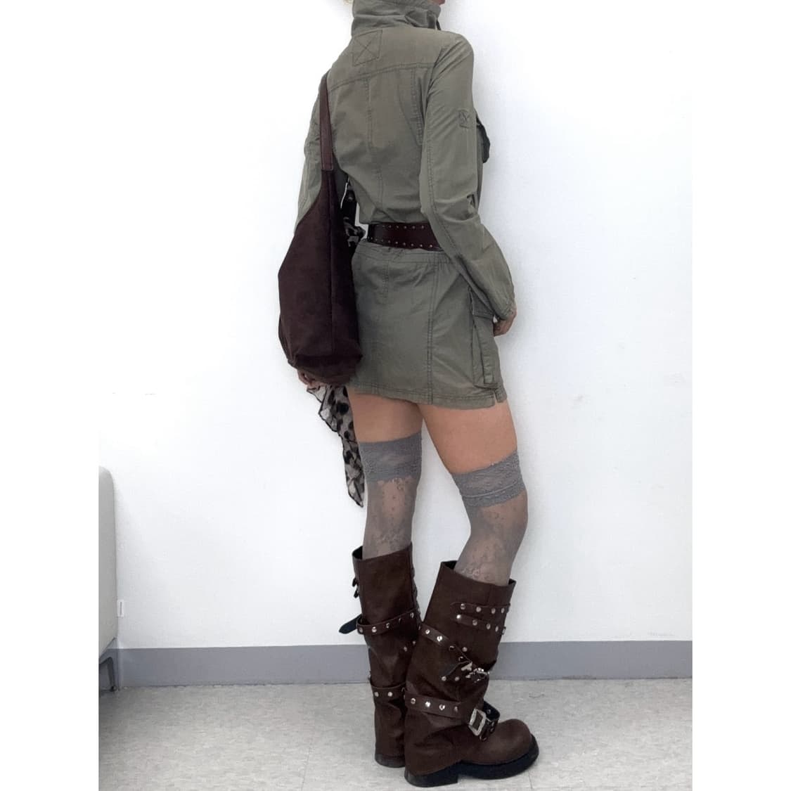 빈티지 워크웨어 투웨이 원피스 하이넥 밀리터리 y2k 자켓 상품이미지3