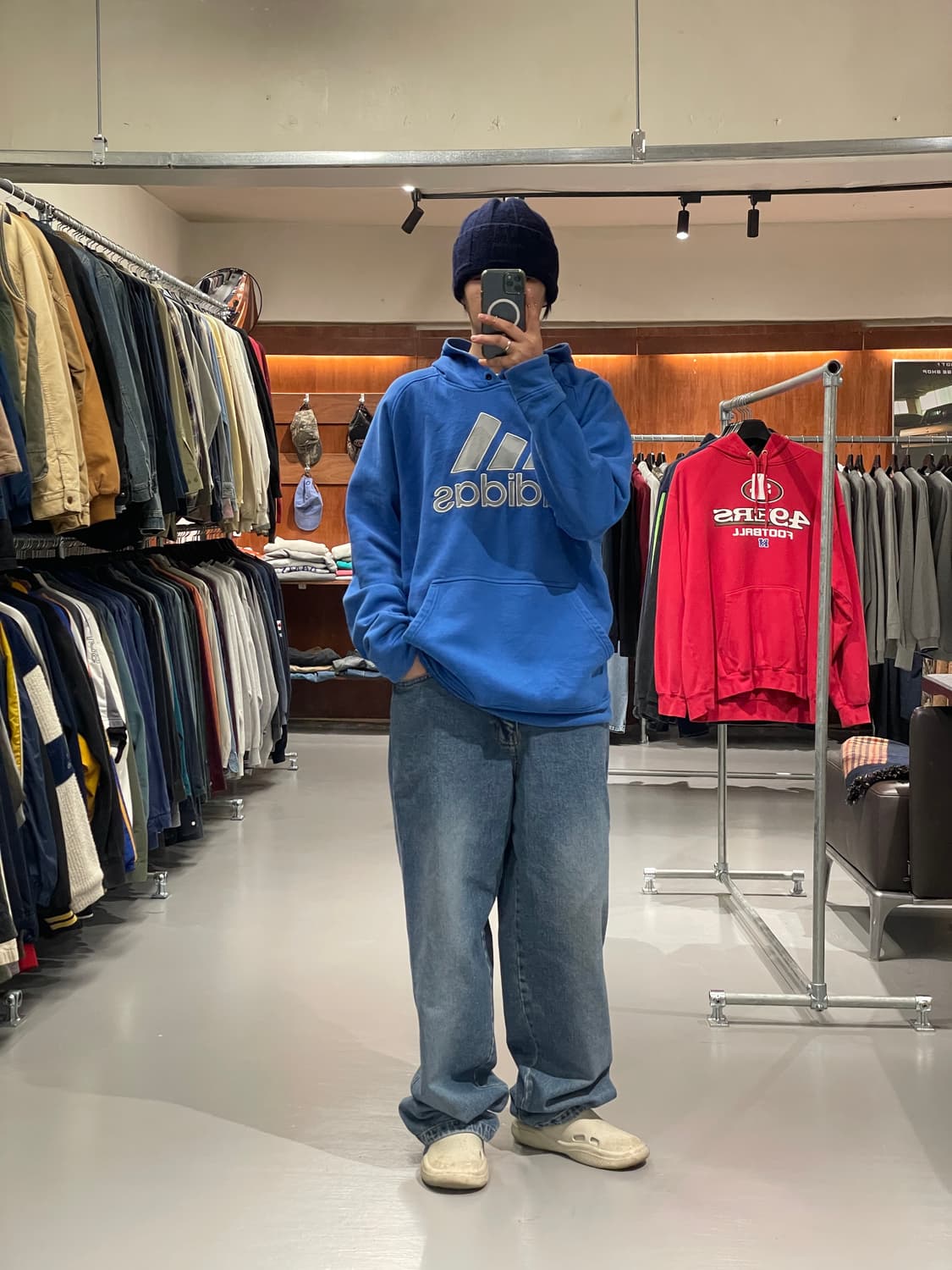 90‘s 아디다스 올드스쿨 빅로고 후드 티셔츠   상품이미지1