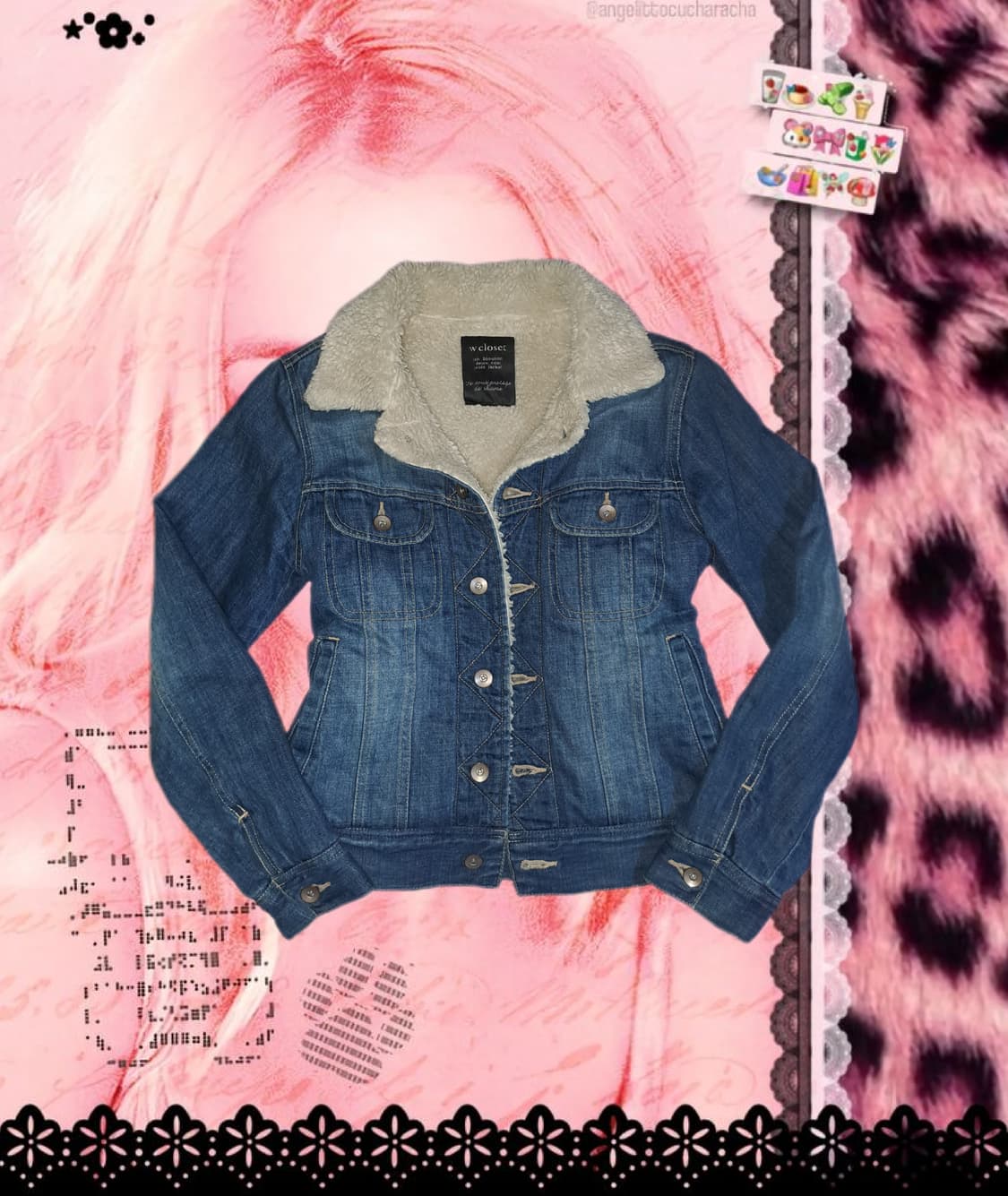 W closet Y2K 갸루 퍼 청자켓 상품이미지1