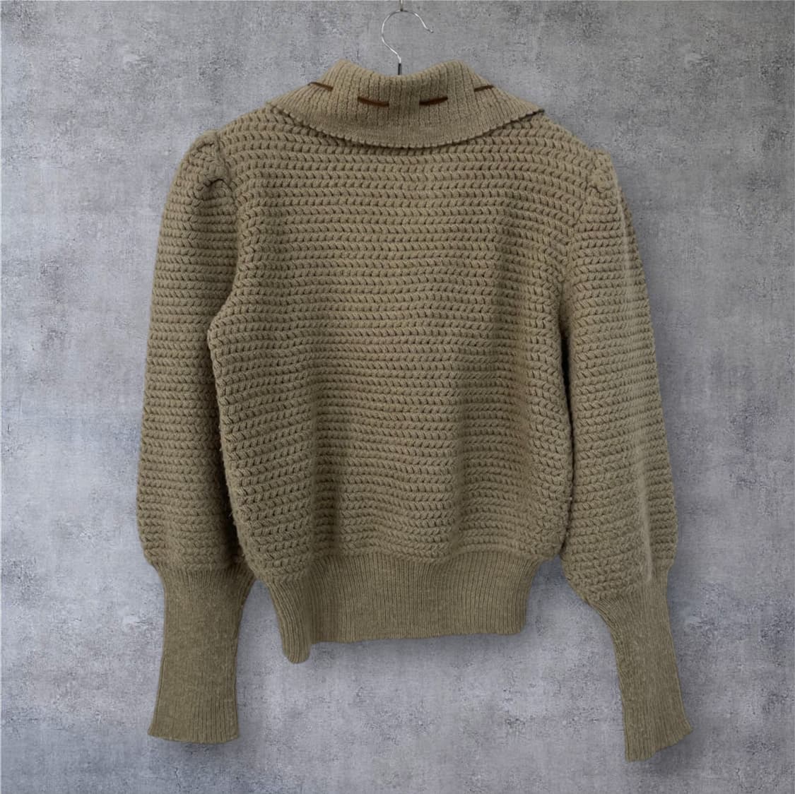 Chic Lee 80s 진베이지 퍼프소매 카라 니트 90 상품이미지2