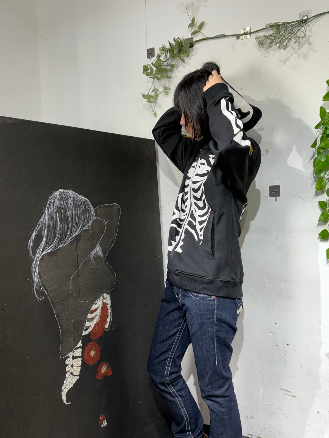 벤슨 스켈레톤 본 스컬 후드 집업 L 상품이미지5