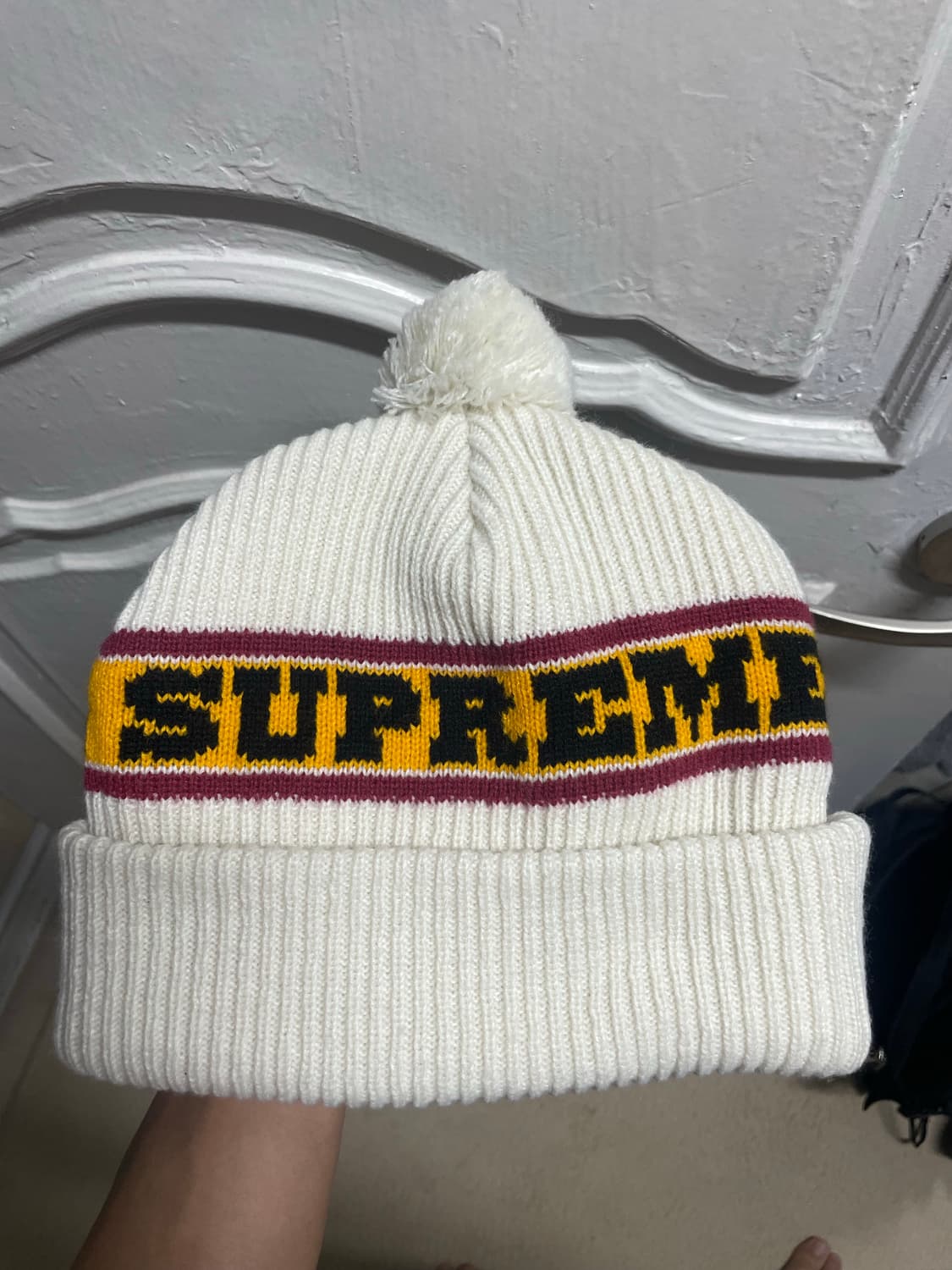 슈프림 빅 스트라이프 비니 내츄럴 - 24FW 상품이미지1