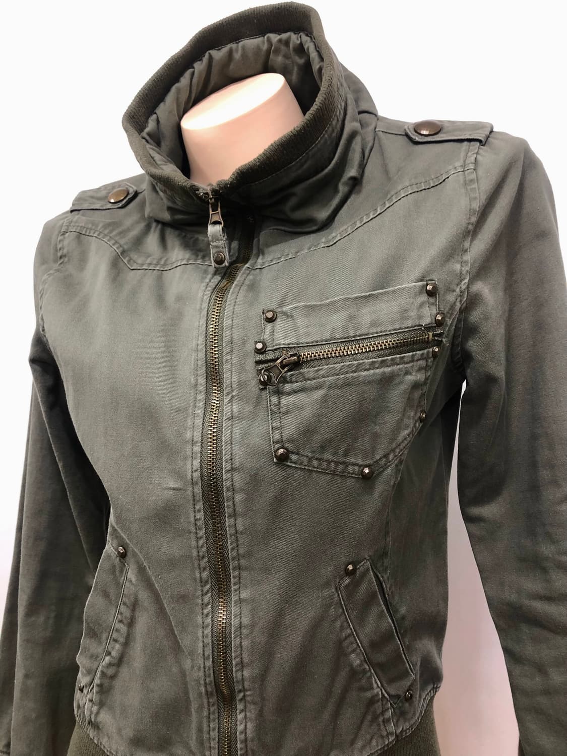 у2k khaki military zip up jacket 상품이미지4