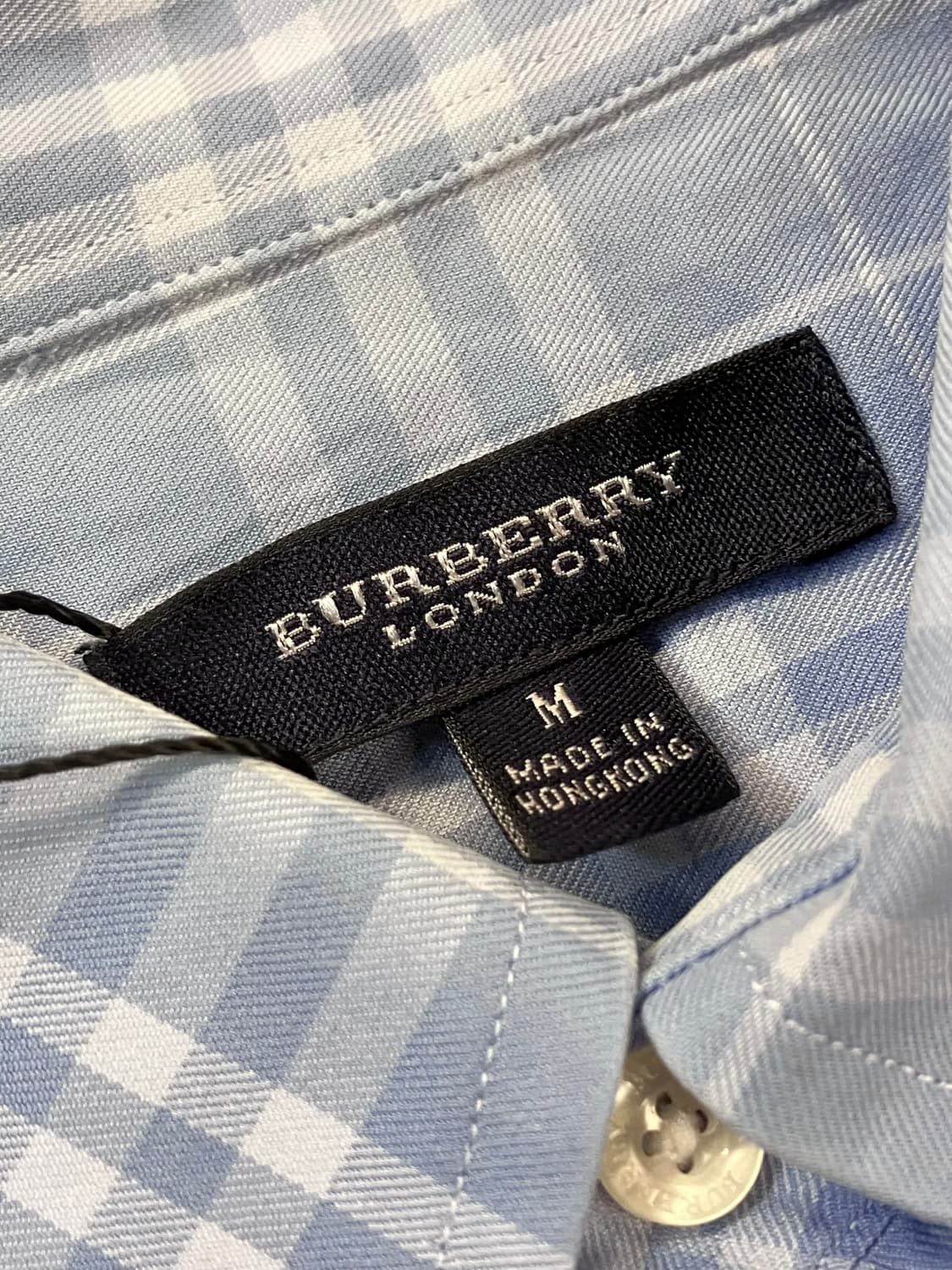 버버리 체크 반팔 셔츠 스카이블루 M #csz3705 상품이미지4